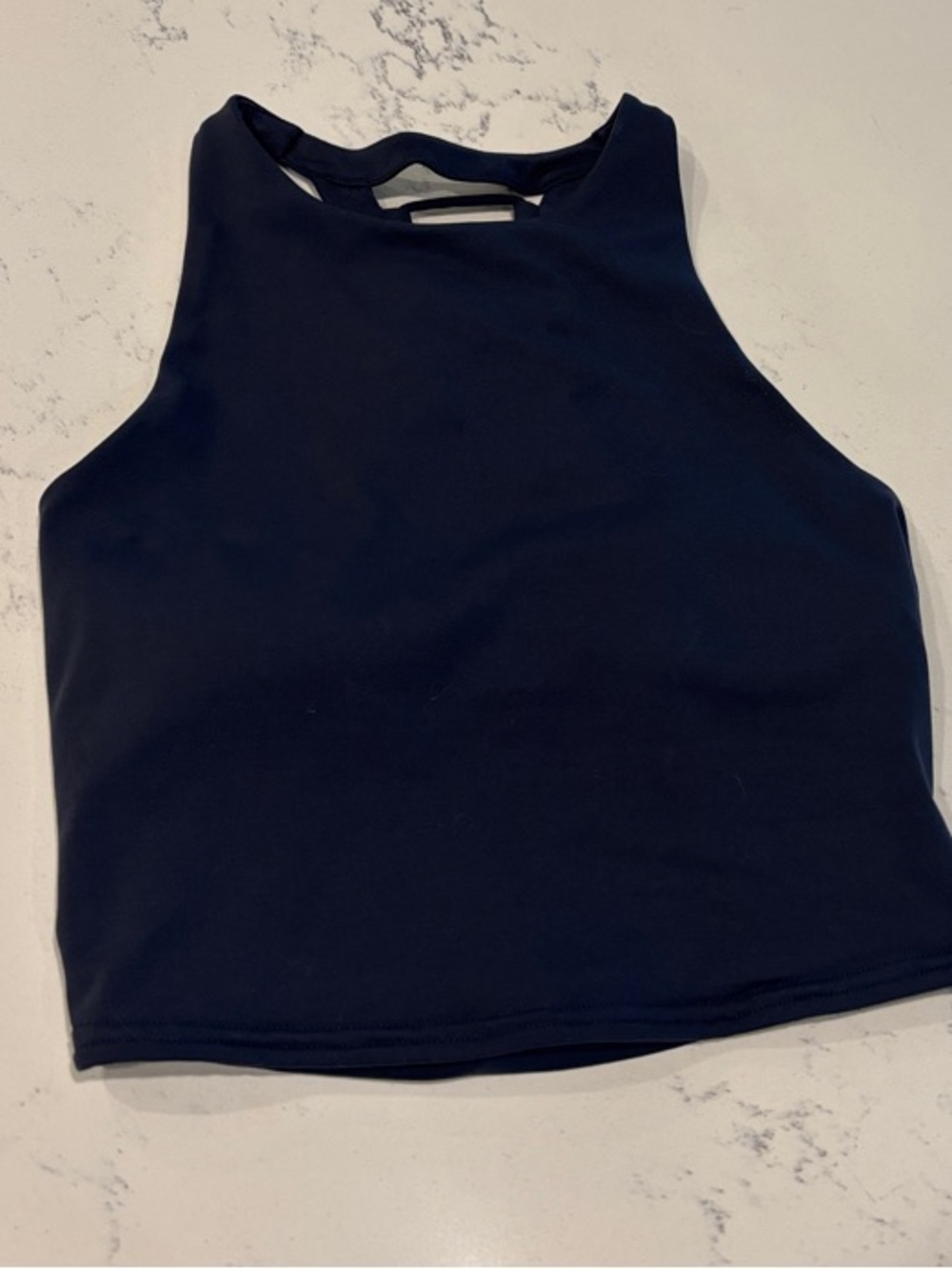 ALO Yoga Black High Neck Crop Criss Cross Tank M